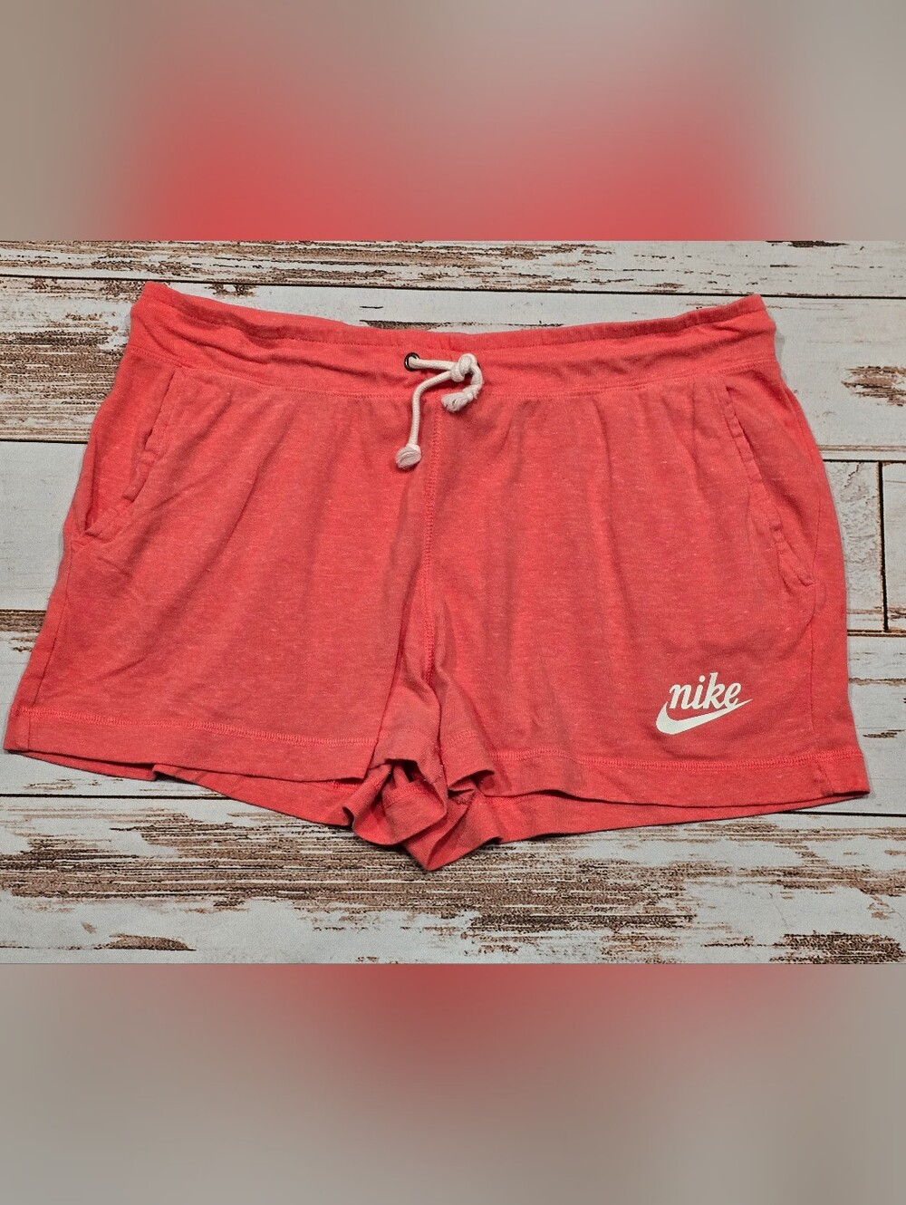 Nike Heritage Shorts Orange Cotton Womens Size L